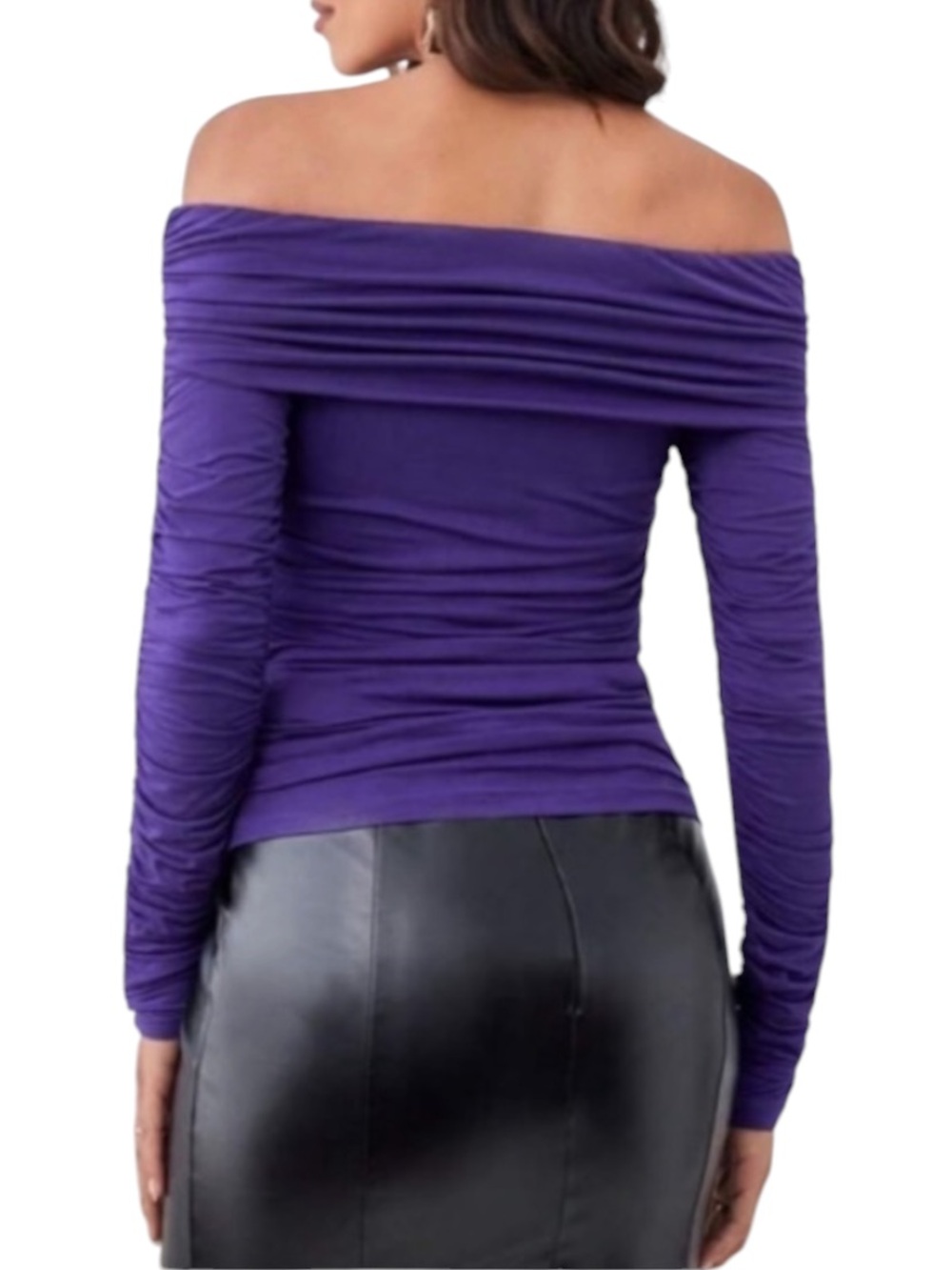 SHEIN Tall Off Shoulder Ruched Tee size S new without tag - Picture 2 of 12